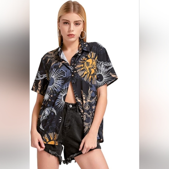 Women's Short Sleeve Button Down Shirt XL - Picture 5 of 6